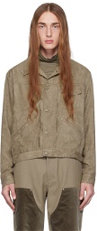 Youth Gray Pleated Faux-Suede Jacket