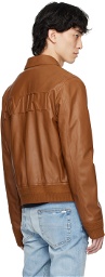 AMIRI Brown Embossed Leather Jacket