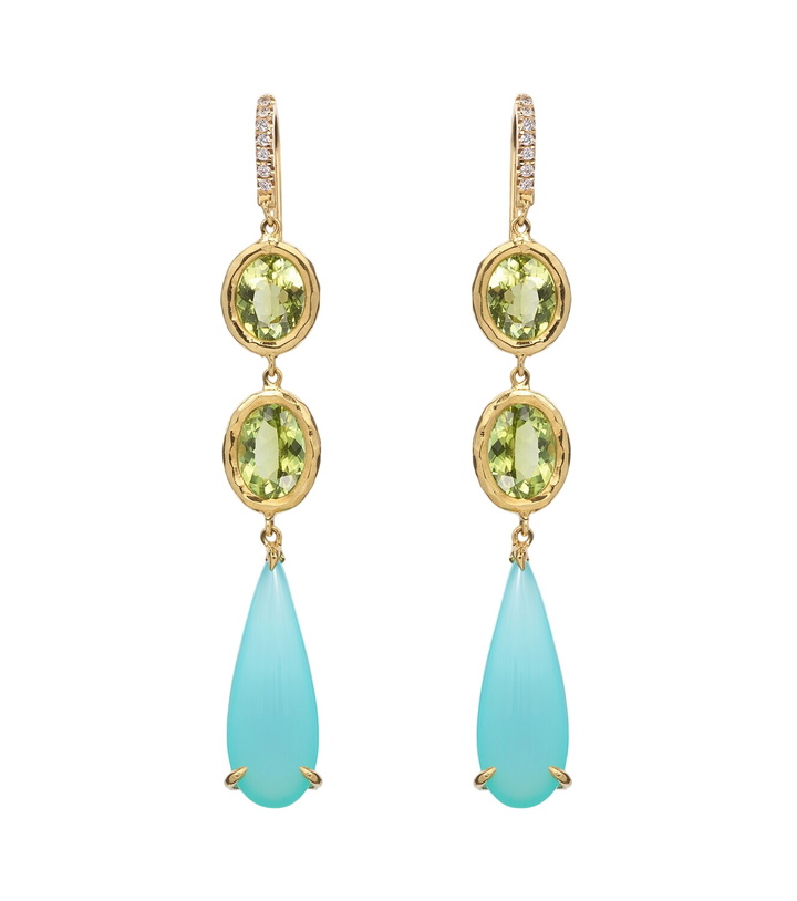 Photo: Octavia Elizabeth Santorini 18kt gold drop earrings with gemstones