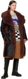 Stella McCartney Black & Brown Alter Mat Belted Coat