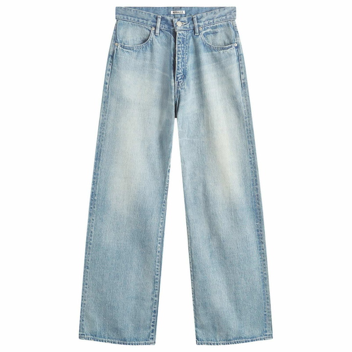 Photo: Auralee Women's Selvedge Faded Denim Pants in Light Indigo