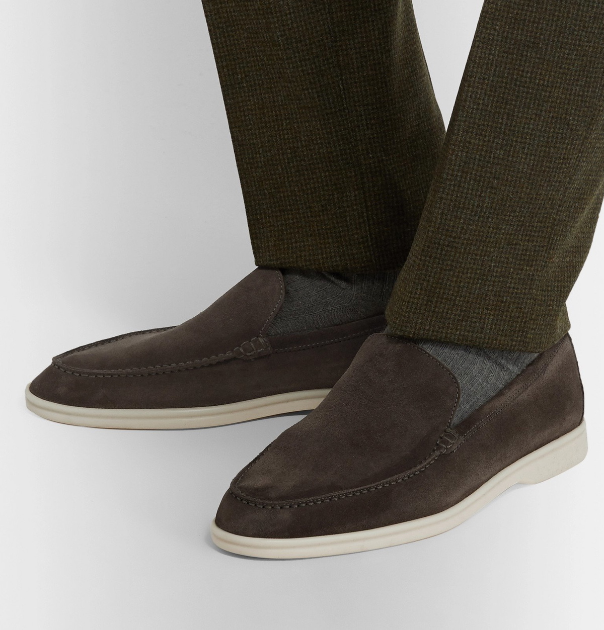 Loro Piana - Summer Walk Suede Loafers - Gray