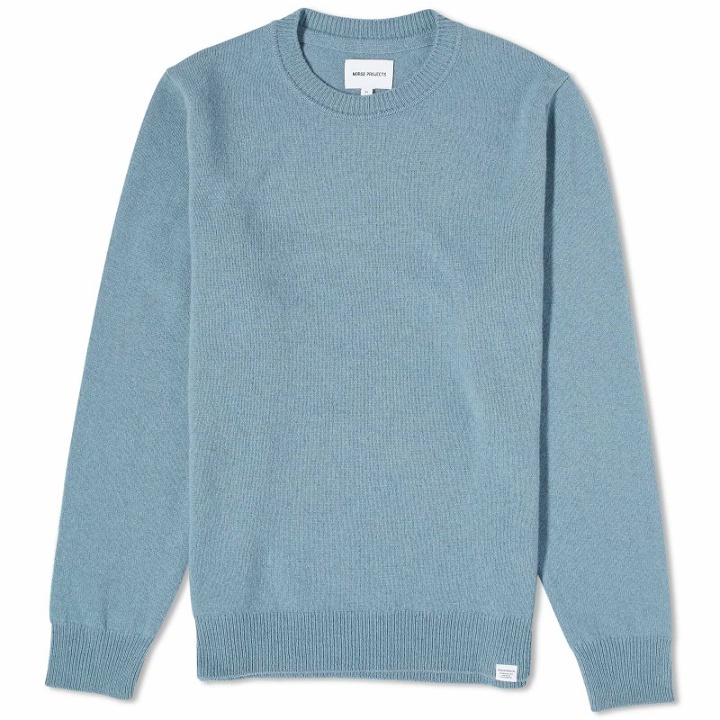 Photo: Norse Projects Men's Sigfred Merino Lambswool Sweater in Light Stone Blue