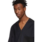 Lanvin Navy Wool Zipped Shirt