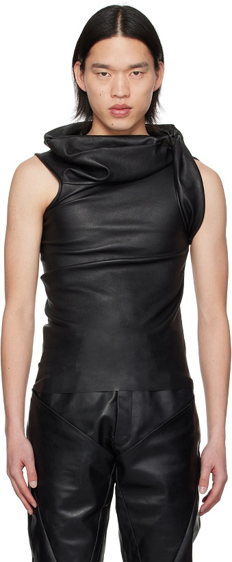 Photo: Rick Owens Black Banded Leather T-Shirt