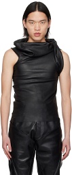 Rick Owens Black Banded Leather T-Shirt