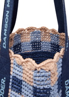 Damson Madder Checked Raffia Tote bag - Navy - One Size