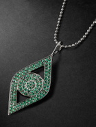 Sydney Evan - Large Evil Eye White Gold Diamond Pendant Necklace