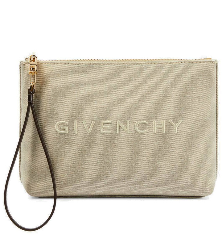 Photo: Givenchy Logo embroidered canvas pouch