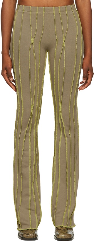 Photo: Helenamanzano SSENSE Exclusive Beige & Green Twist 3D Stripe Lounge Pants