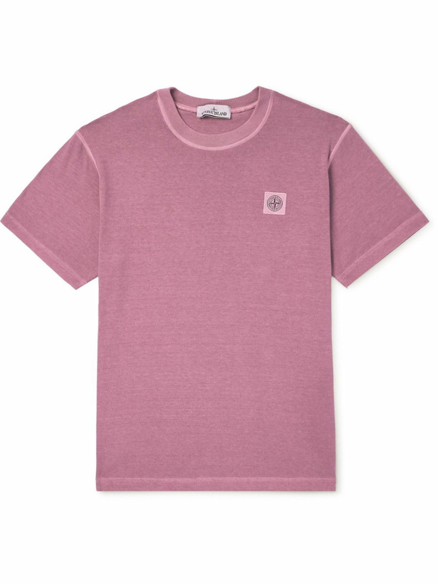 Photo: Stone Island - Logo-Appliquéd Garment-Dyed Cotton-Jersey T-Shirt - Pink
