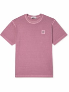 Stone Island - Logo-Appliquéd Garment-Dyed Cotton-Jersey T-Shirt - Pink