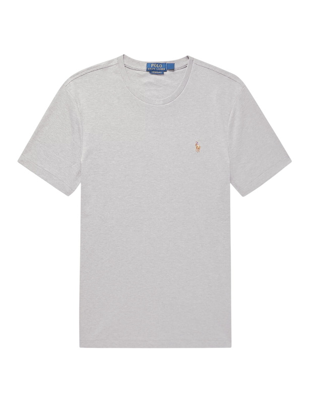 Photo: Polo Ralph Lauren - Slim-Fit Mélange Cotton-Jersey T-Shirt - Gray