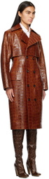 Bottega Veneta Tan Croc-Embossed Leather Coat