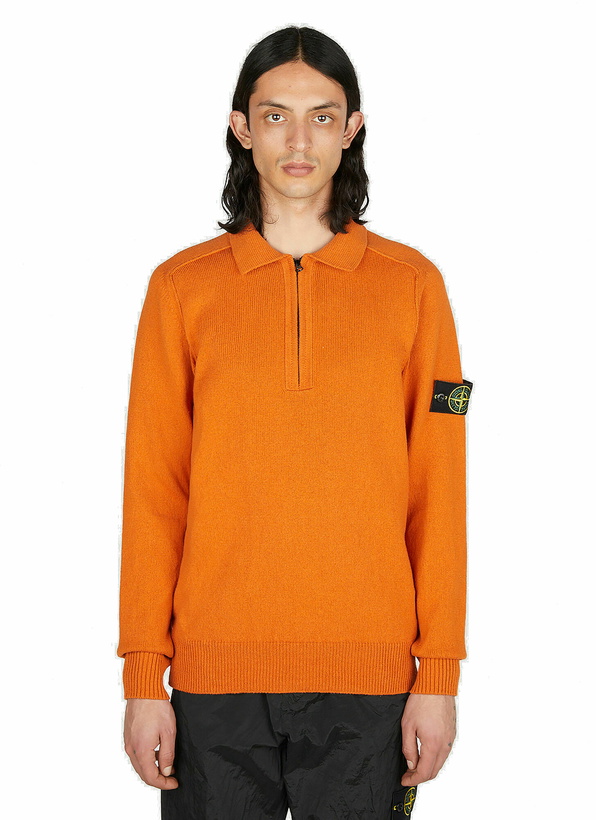 Photo: Stone Island - Compass Patch Zip Up Sweater in Orange