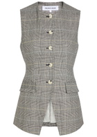 Veronica Beard Lois Checked Linen-blend Vest Black
