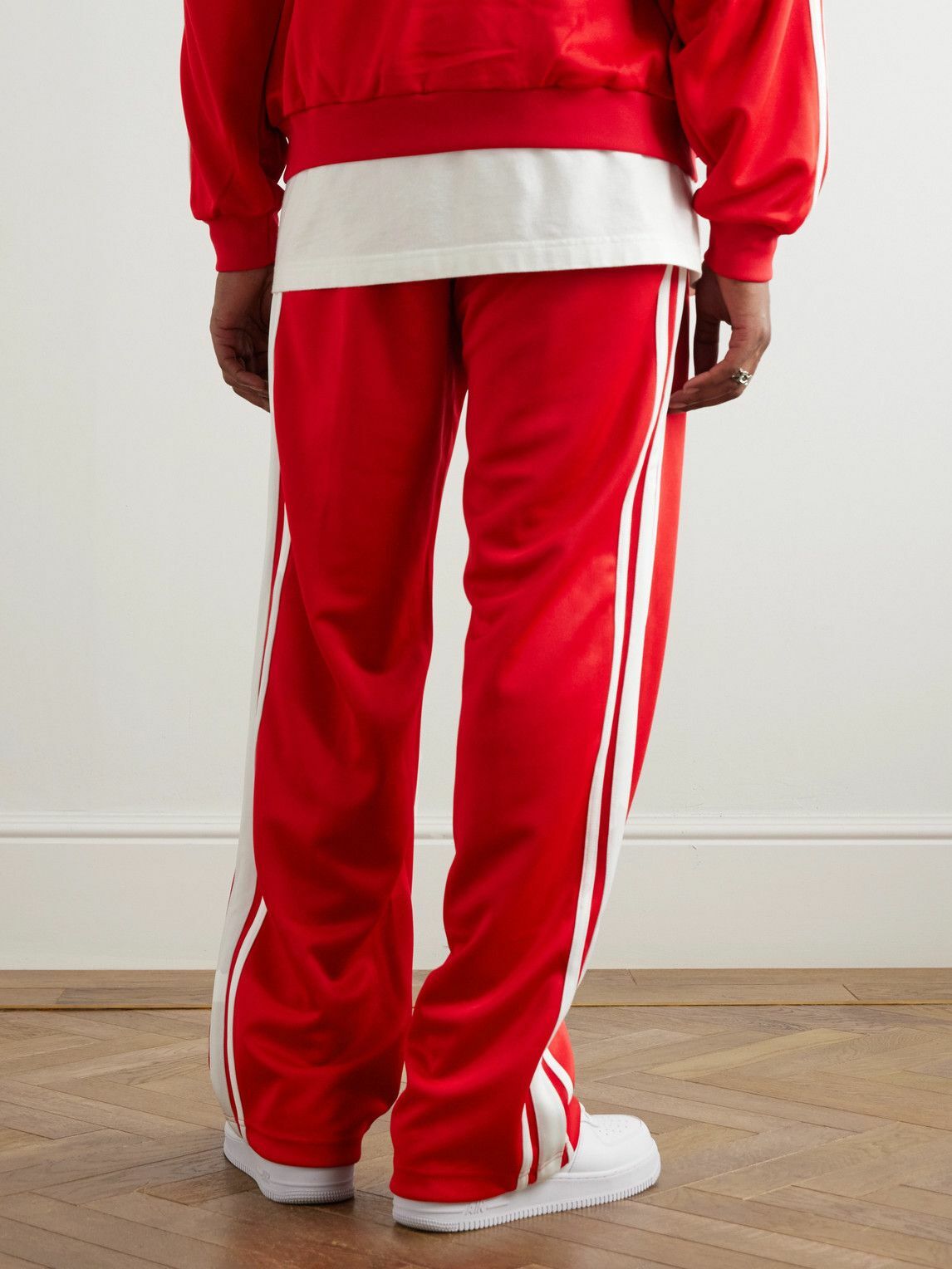 SAINT Mxxxxxx - Straight-Leg Logo-Embroidered Striped Jersey Track
