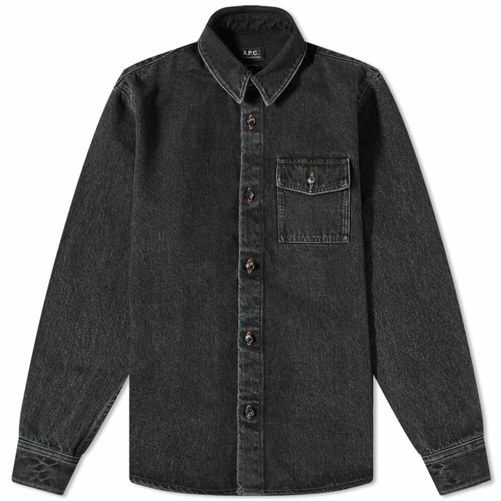 Photo: A.P.C. Men's Valerian Denim Overshirt in Washed Black