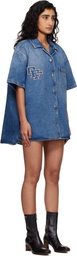 Off-White Blue Royal Patch Denim Minidress