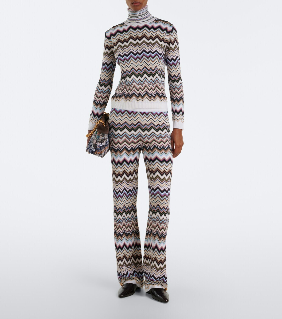Missoni Suede-lined knitted shoulder bag