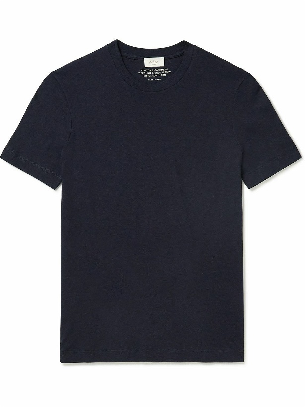 Photo: Altea - Lewis Cotton and Cashmere-Blend Jersey T-Shirt - Blue