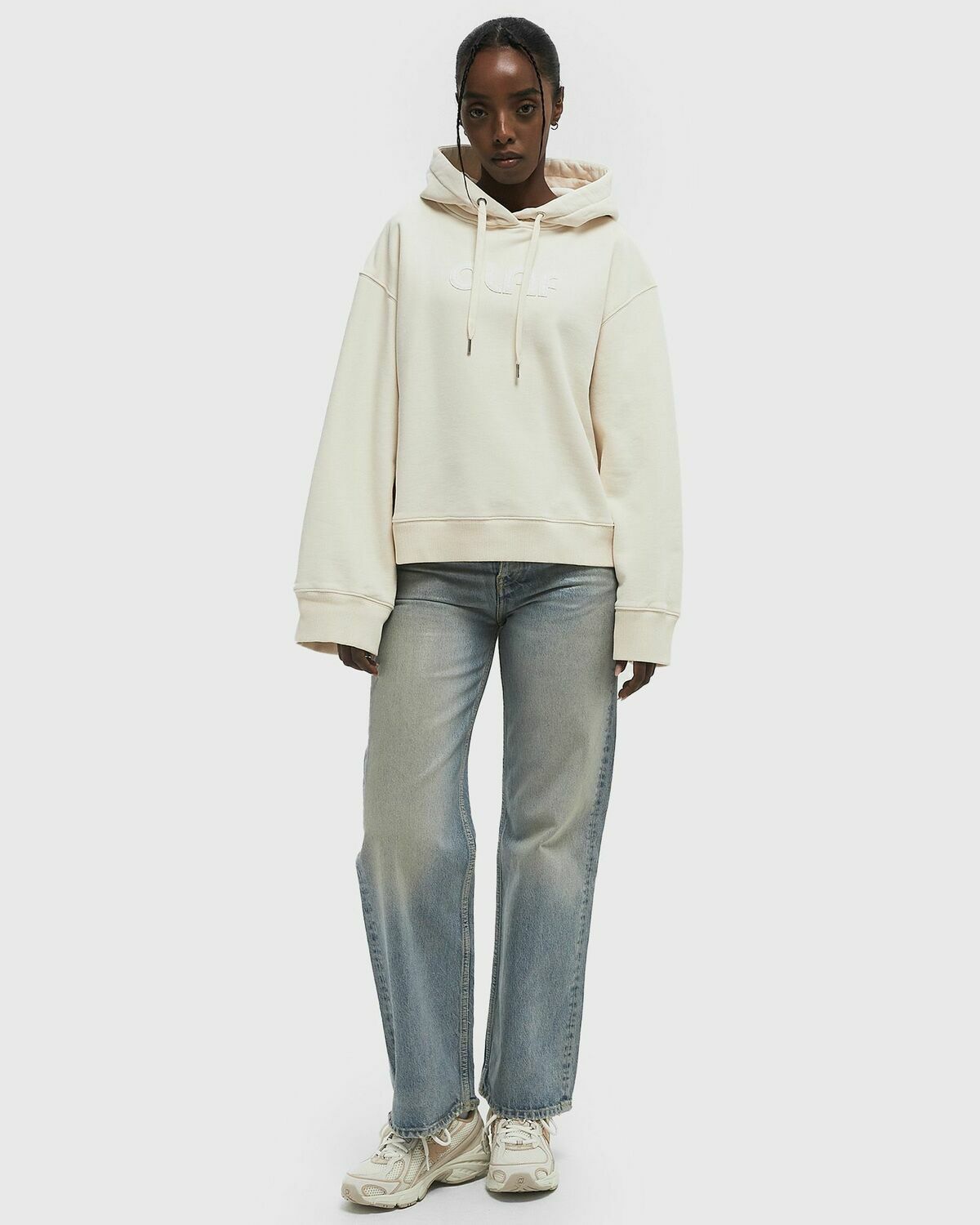 ØLÅF RETRO APPLIQUE LOGO HOODIE White Womens Hoody