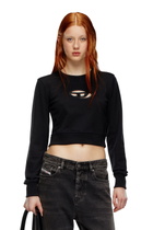Diesel Cropped sweatshirt with cut-out logo - Sweaters Womens in Black