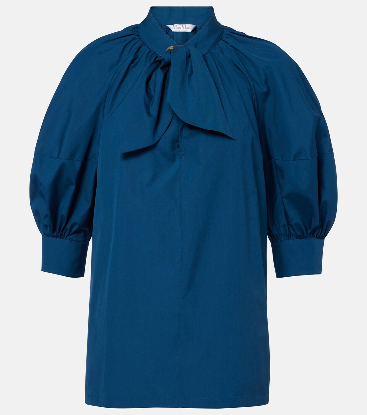 Max Mara Tie-neck cotton poplin blouse