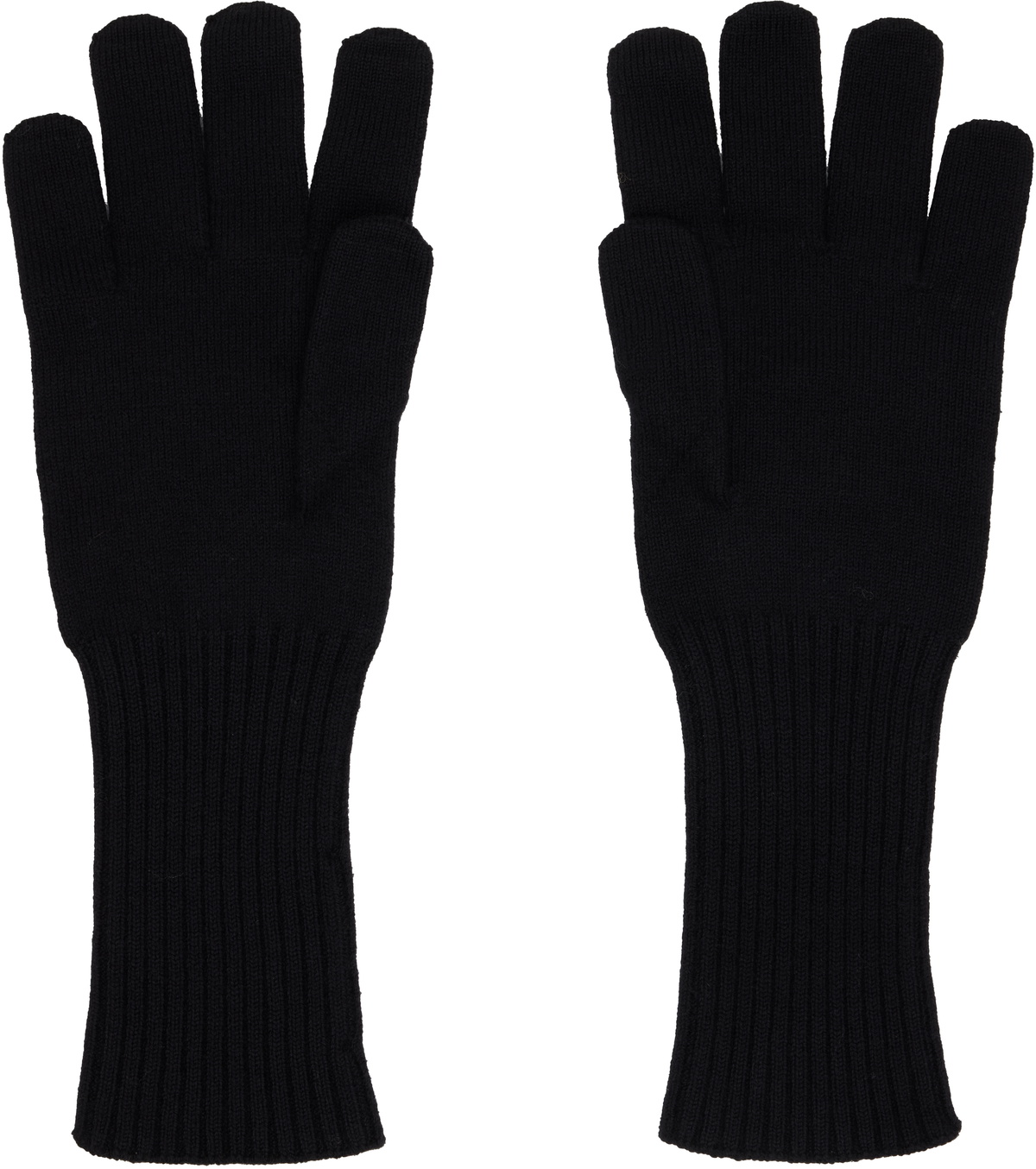 Marine Serre Black Merino Wool Knit Gloves