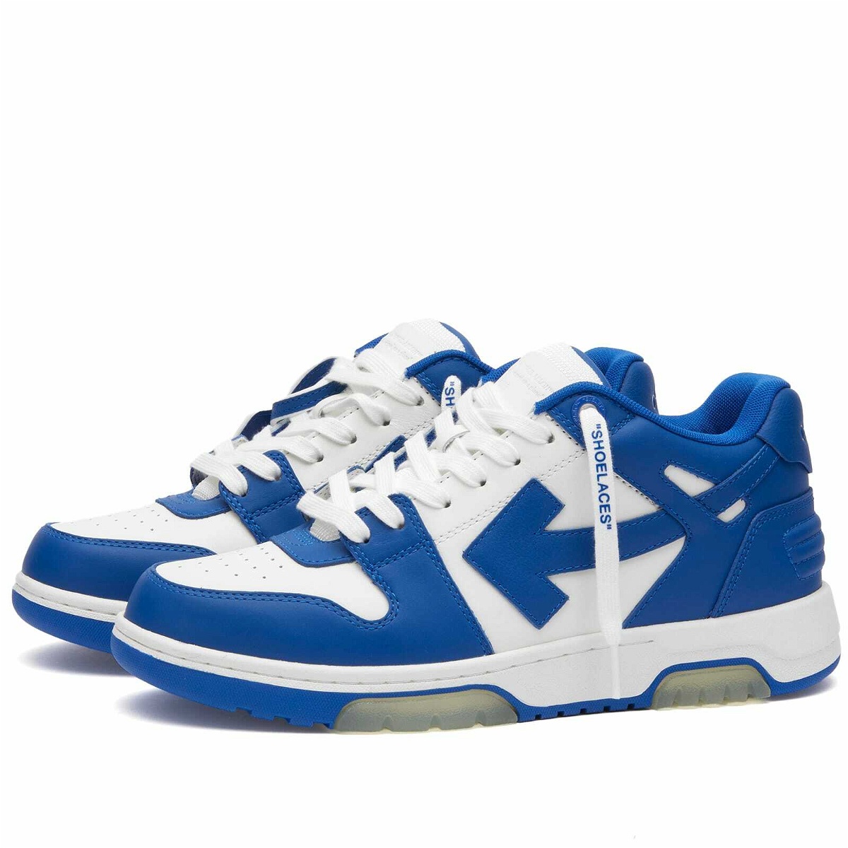 Photo: Off-White Women's Out Of Office Calf Leather Sneakers in White/Navy Blue