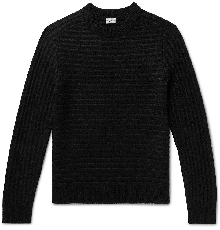 Photo: SAINT LAURENT - Striped Wool and Mohair-Blend Sweater - Black