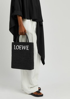 Loewe Standard A4 Woven Raffia Tote - Black And White - One Size