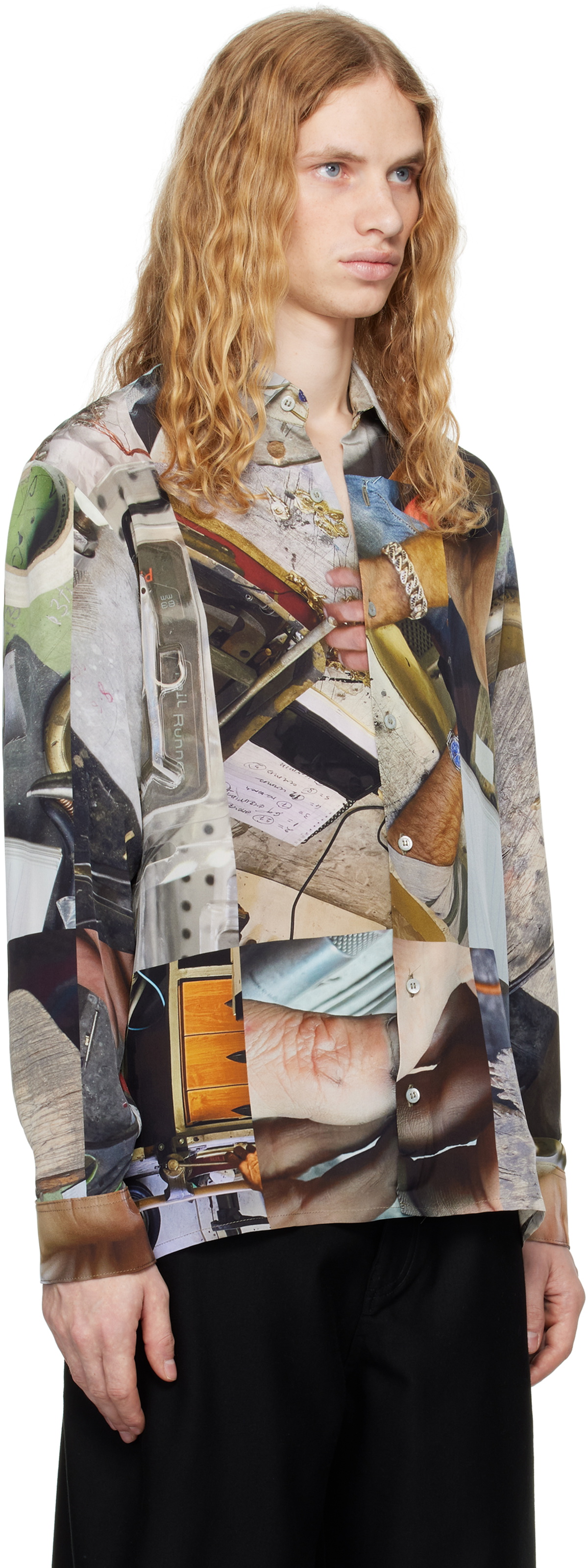 Serapis Multicolor Magos Grid Silk Shirt