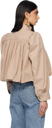 Chloé Beige Cotton Canvas Gathered Boule Jacket