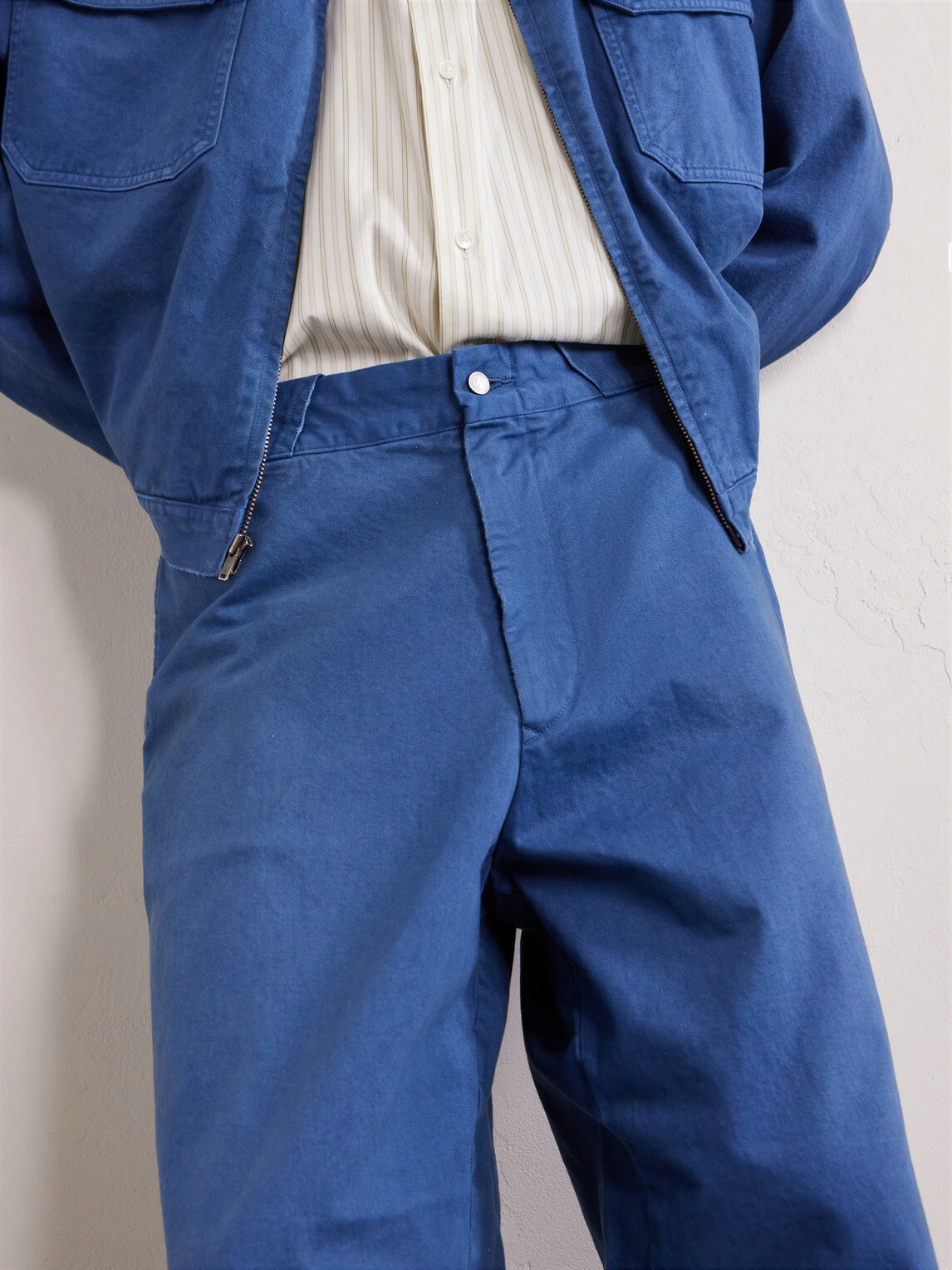 A.PRESSE - Straight-Leg Cotton-Twill Trousers - Blue