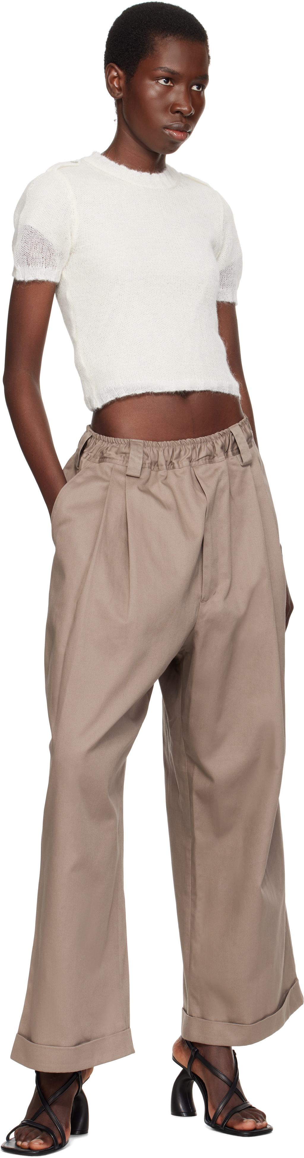 Meryll Rogge Gray Light Cotton Gabardine Drawstring Trousers