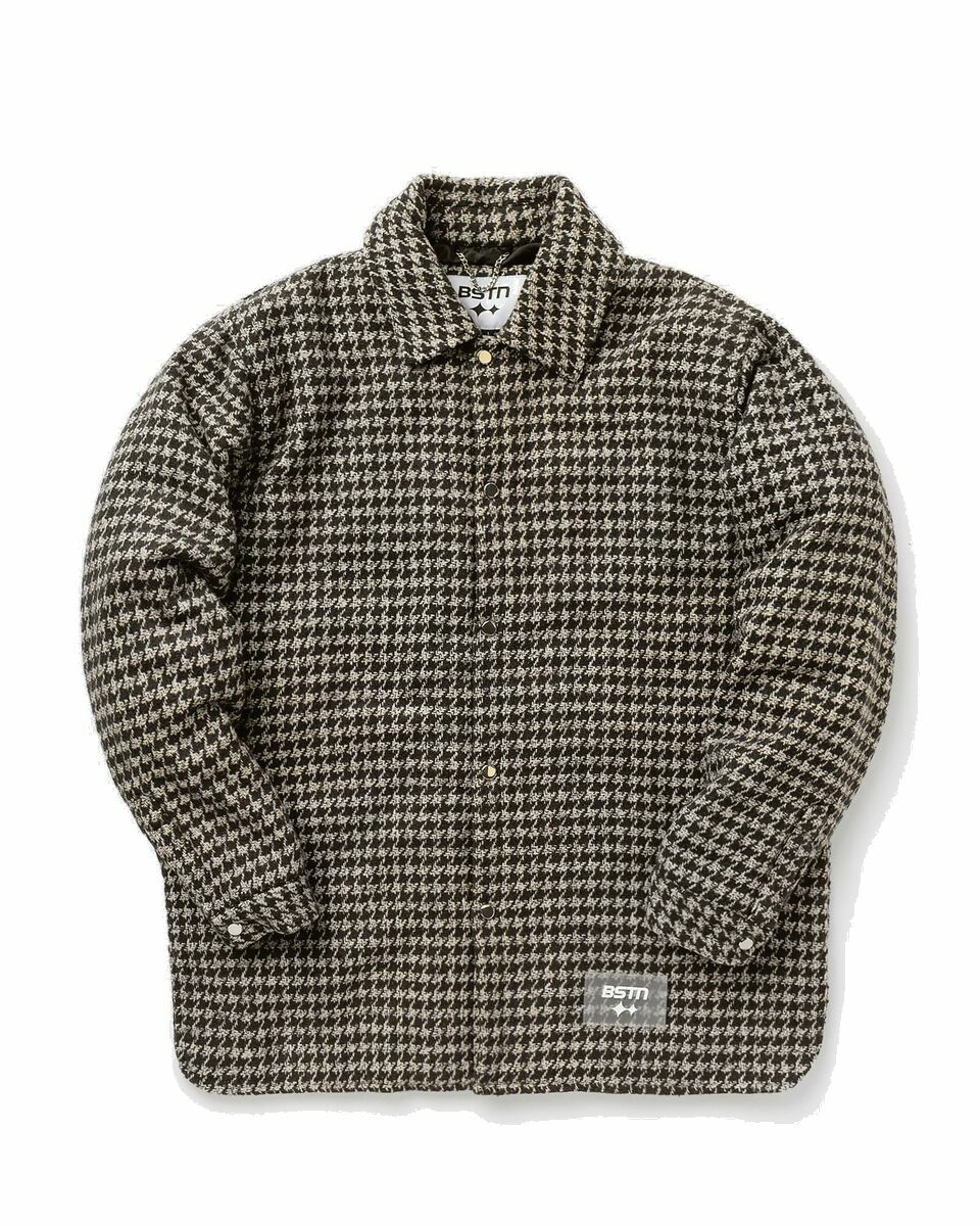 Photo: Bstn Brand Houndstooth Padded Overshirt Brown - Mens - Longsleeves/Shirts & Blouses