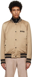 BOSS Khaki Striped Bomber Jacket