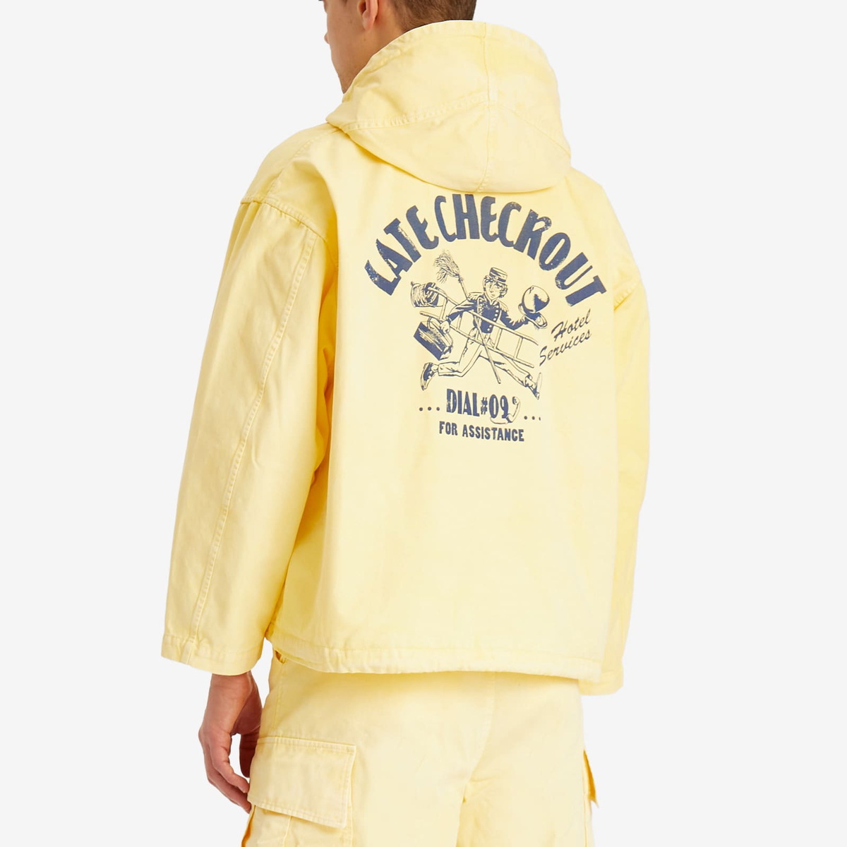 Late Checkout Men's Faded Short Parka Jacket in Yellow