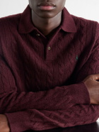 Polo Ralph Lauren - Logo-Embroidered Cable-Knit Wool and Cashmere-Blend Polo Shirt - Burgundy