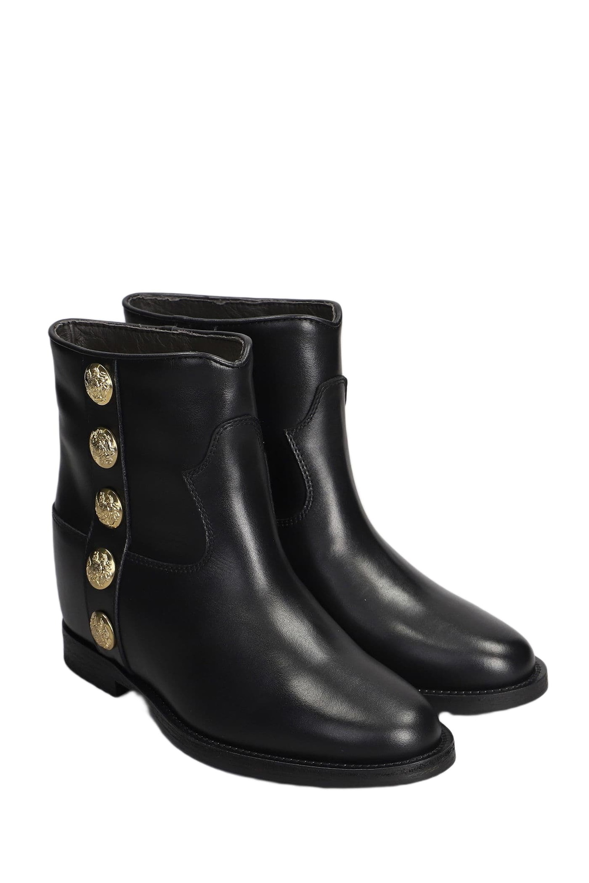 Via Roma 15 Ankle Boots Inside Wedge In Black Leather
