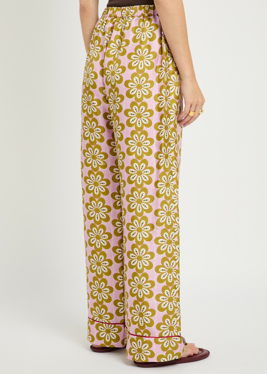 LA Double J Printed Silk-twill Pyjama Trousers Multicoloured
