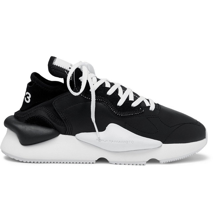 Photo: Y-3 - Kaiwa Suede-Trimmed Leather and Neoprene Sneakers - Black
