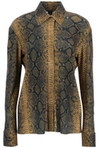 NORMA KAMALI brown python print long sleeve shirt Brown