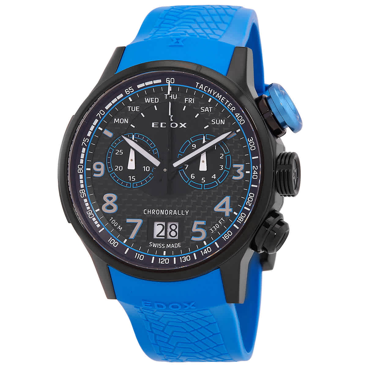 ChroNoiR U助 Chronocoffin Edox Chronorally 1 Chronograph Quartz Blue Dial Mens Watch