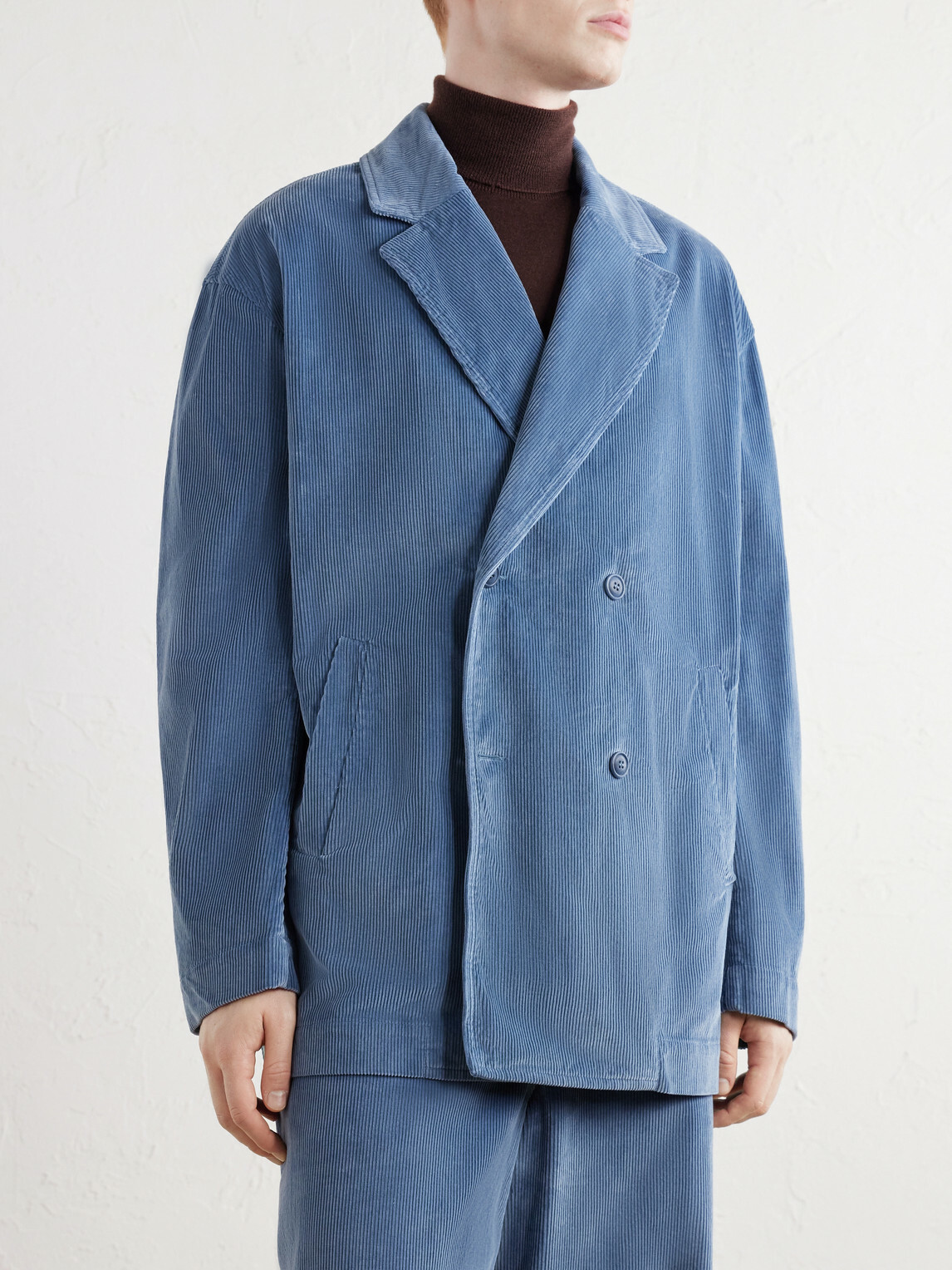 Casey Casey - Double-Breasted Cotton-Corduroy Blazer - Blue