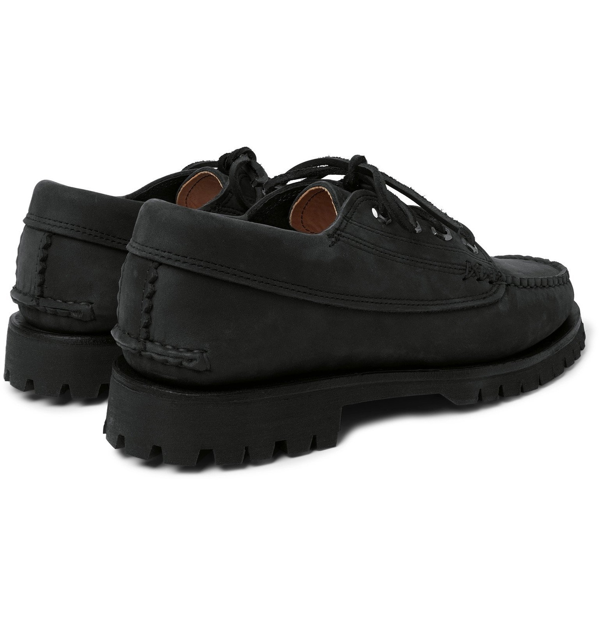 Yuketen - Angler Moc Nubuck Boat Shoes - Black Yuketen