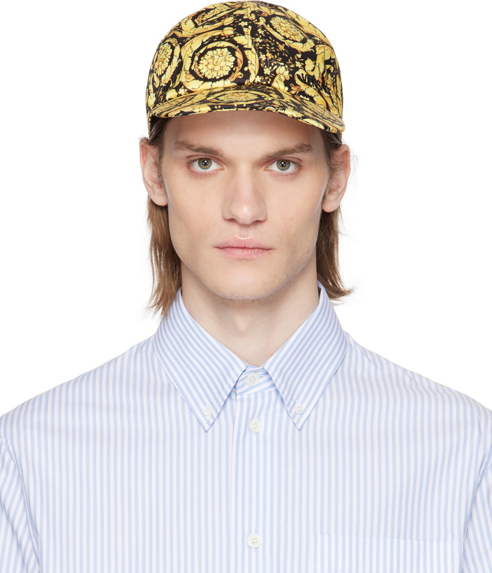 Photo: Versace Black & Gold Twill Barocco Baseball Cap