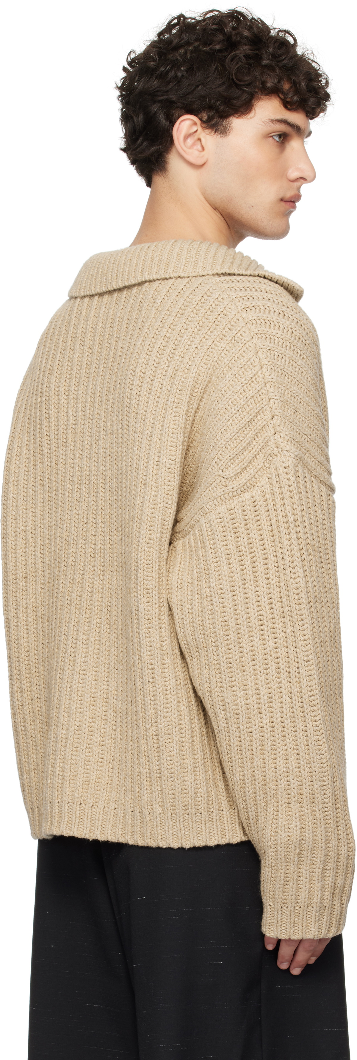COMMAS Beige Fisherman Rib Cardigan