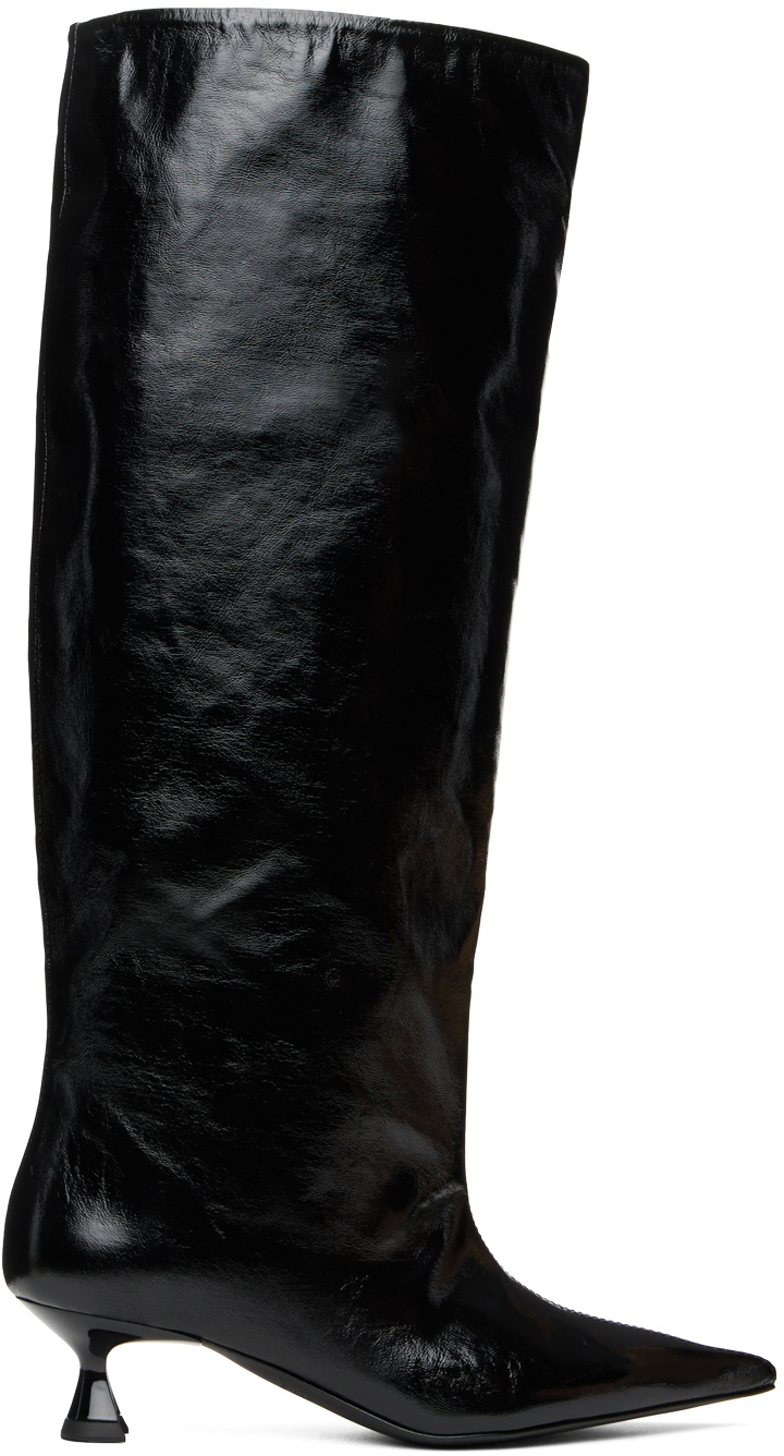 Black Soft Slouchy High Shaft Boots by GANNI on Sale